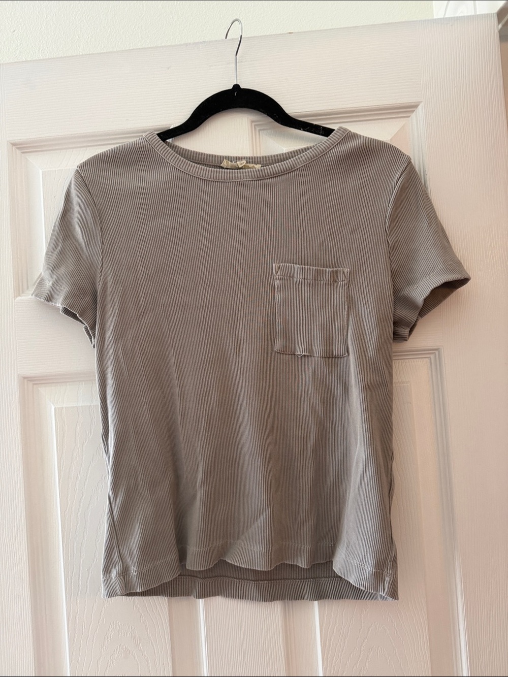 Madewell vintage style Women's Short Sleeve Ribbed Pocket Tee - Soft Gray
